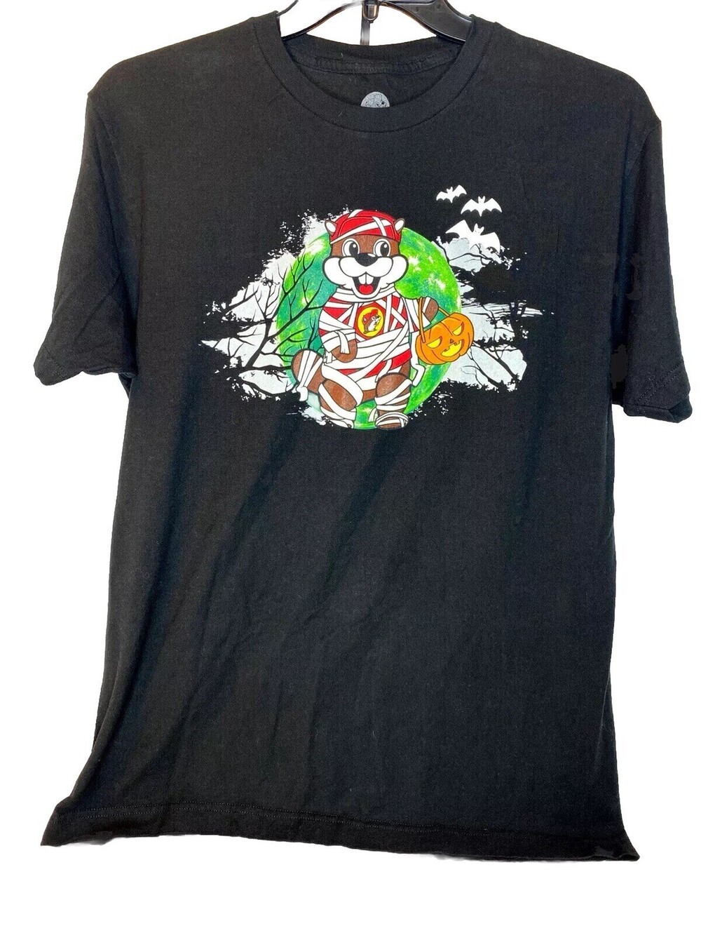 BUC-EE’S Halloween Boo Crew T-shirt Black Adult L Glow in The Dark Mummy Graphic